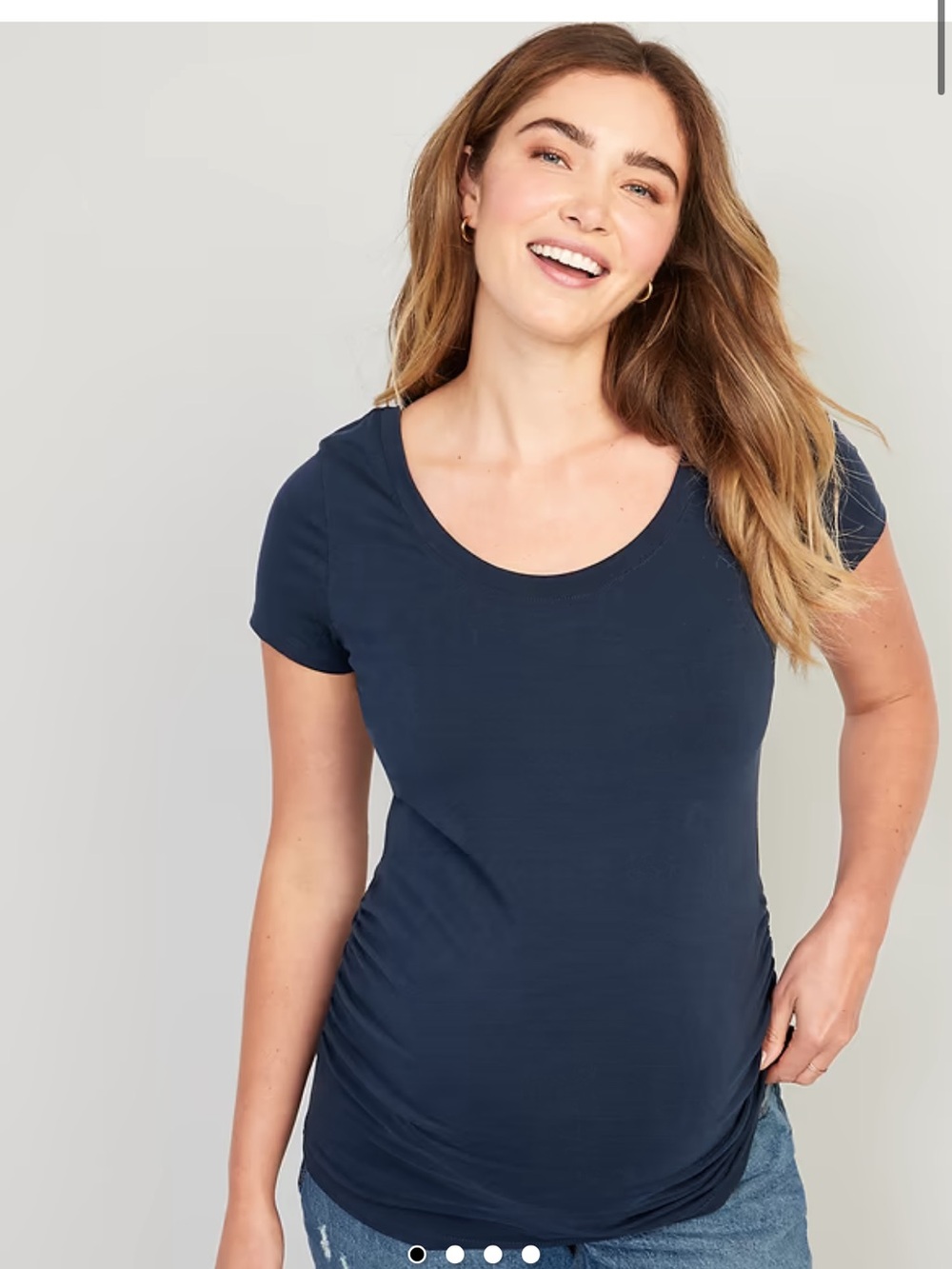 Maternity Old Navy Short Sleeve Crewneck Tee in Red and Navy Blue